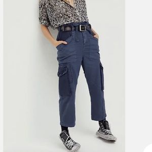 Free People Solid Blue Zion Military Cargo Pants Size Small